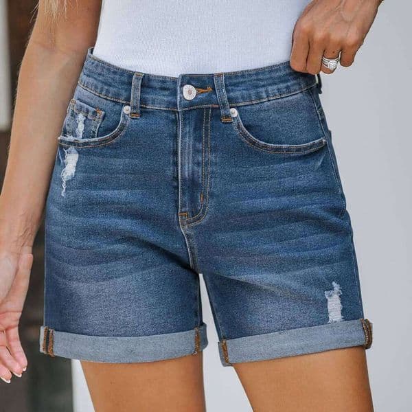 Shorts Women Streetwear Denims Straight Button Jeans Pockets Spliced Solid High Waist Lady Elegant Short Pants Skinny C260309