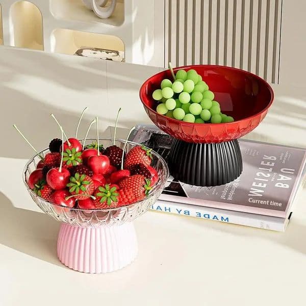 Elegant Large Washable Fruit Bowl With Pedestal - Chic Hygienic Tabletop Organizer And Decorative Centerpiece 260306