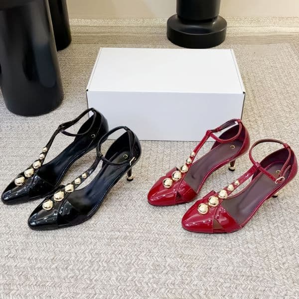 Womens high heeled Cleia patent leather studded cutout T-strap sandals Designer sandalen Women Ballet shoe Luxury stilettos Mule dress shoes Gladiator prom pumps