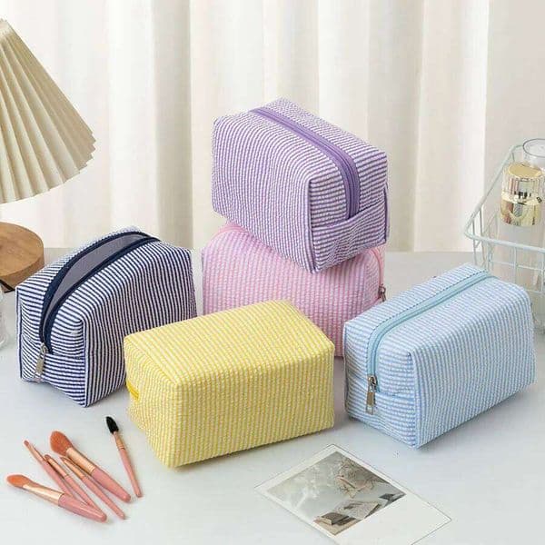 Cosmetic Striped Storage Make Up Bags for Women Lady with Zipper Travel Makeup Bag XJ260310