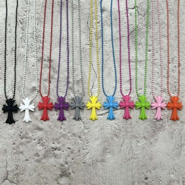Trend Versatile Colored Silicone Cross Street Vintage Men's and Women's Same Rubber Pendant Necklace Hip Hop