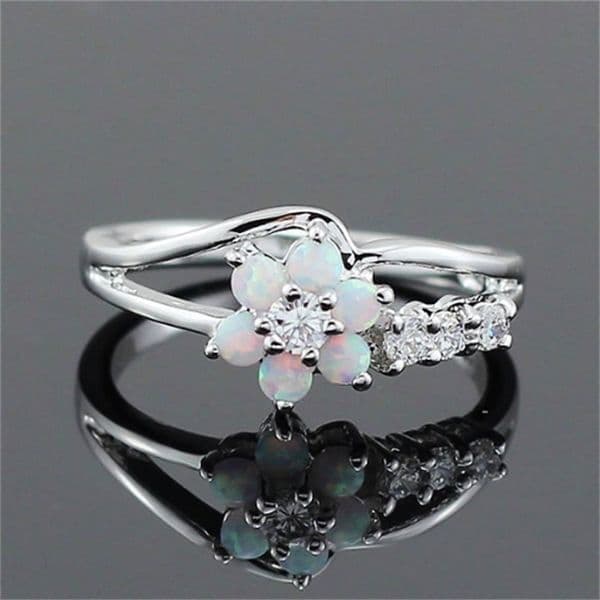 925 Sterling Silver Plated Jewelry Ring Opal Everyday Wear Natural Australian Opal Ring Fashion Jewelry