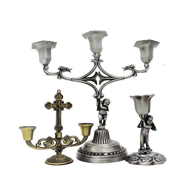 Catholic sacred candle holder cross ornaments angel 1/2/3 Branch candlestick gifts Jesus articulos religiosos catolico menorah S26