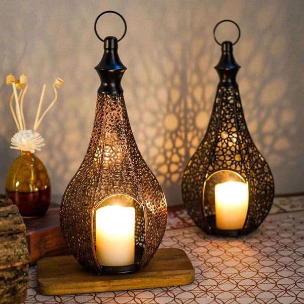 Metal Lantern Morocco Ornament Vintage Home Candle Holder Decoration Farmhouse Style Wrought Iron S26