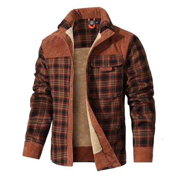 Mens Jackets Winter Windproof Warm Casual Bomber Coat Plaid Sherpa Lined Flannel Outdoor Classic Jacket Men US Size w260307