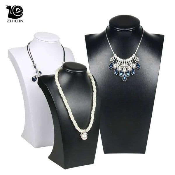 PU/Leather Necklace Stand Rack Organizer Tray Showing Holder Packaging Display Bust Jewelry Showcase 26W0310