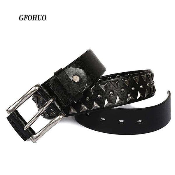 Leather Genuine Heavy Metal Rivet Punk Belts For Rock Stud Cowboy Men Ceinture Homme Waist Belt Cinturon Mujer H260310