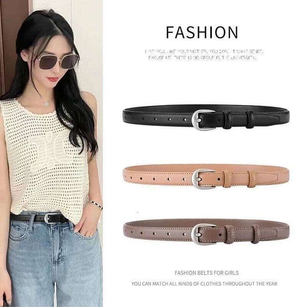 New women's leather belt with simple elegant texture; ideal for decorating skirts and trousers H260310