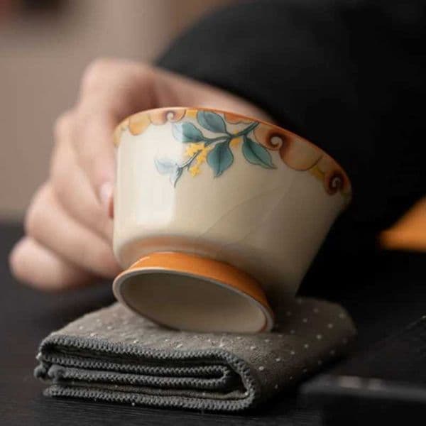 Handmade Ruyao Celadon Tea Cup Chinese fu Tea Ceremony Set Porcelain High Foot Personal Tea Drinking Cup H260310
