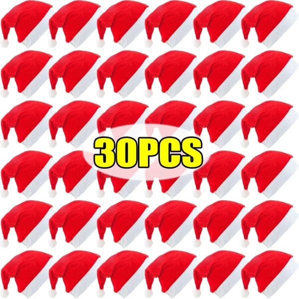 Merry Christmas Hats Non-woven Santa Claus Hats for Adults Kids Red Xmas Caps Women Men Year Festival Party Decoration Gifts 260228
