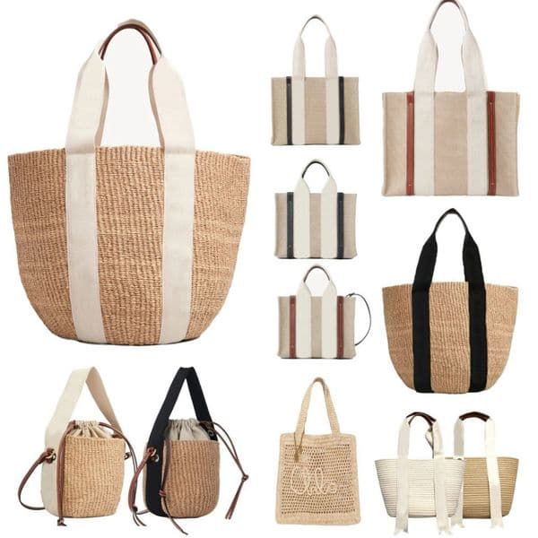 Tote Bag Designer Bag Beach Bag Large Capacity Bag Summer Woven Fabric Bag Linen Canvas Shoulder Bag Luxury Women's Handbag Beige Woody Printed Bag AAA+