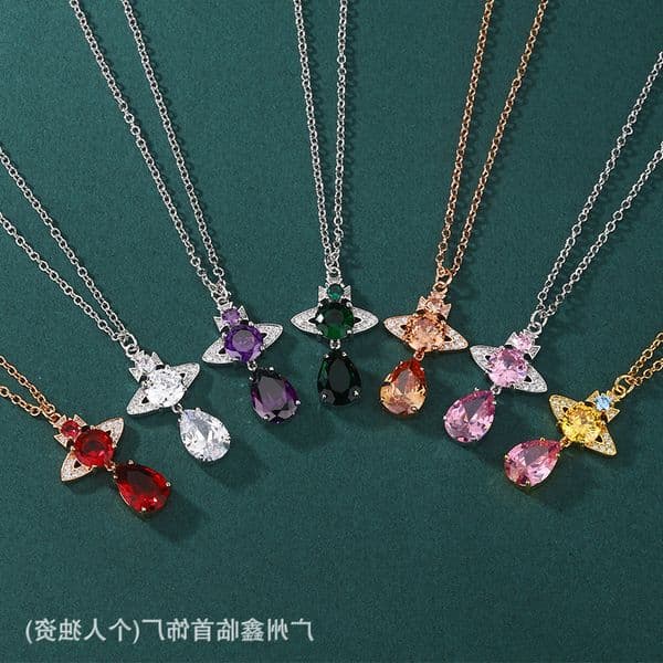 vivianely westwod necklace Mermaid Tears Water Drop Diamond Necklace Exquisitely Crafted Thick Gold Versatile Live Broadcast