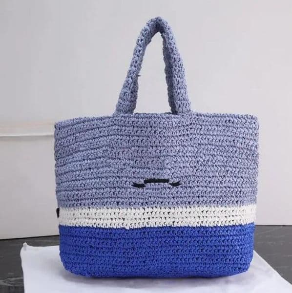 2026 New Style European Fashion Simple Rafi Grass Woven Bag Handmade Woven Tote Bag Handheld Large Bag Mommy Shopping Bag