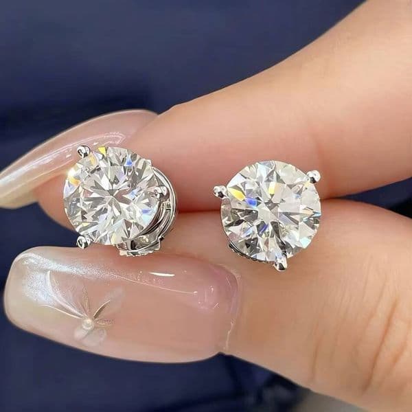 2ct Lab Grown Brilliant Cut Diamond Earrings Claw Setting IGI Certified 18K Solid Gold Womens Trendy High Quality Wedding