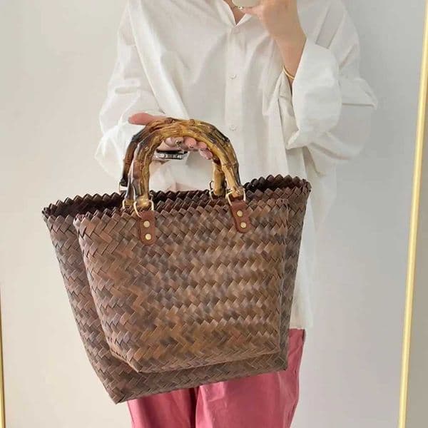 Women Woven Large Capacity Shoulder Bags Crochet Bag Knitting Handbags Female Shopping Tote Bags H260310