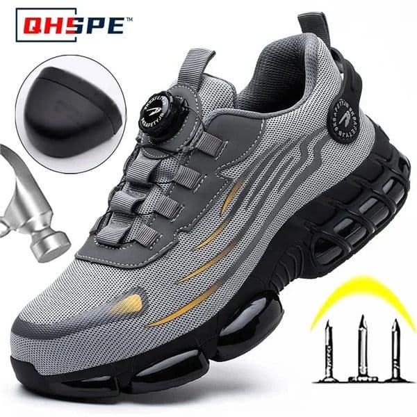 Rotating Button Safety Shoes Men Anti-smash Anti-puncture Work Shoes Fashion Men Sport Shoes Security Protective Boots Men 260228BJ