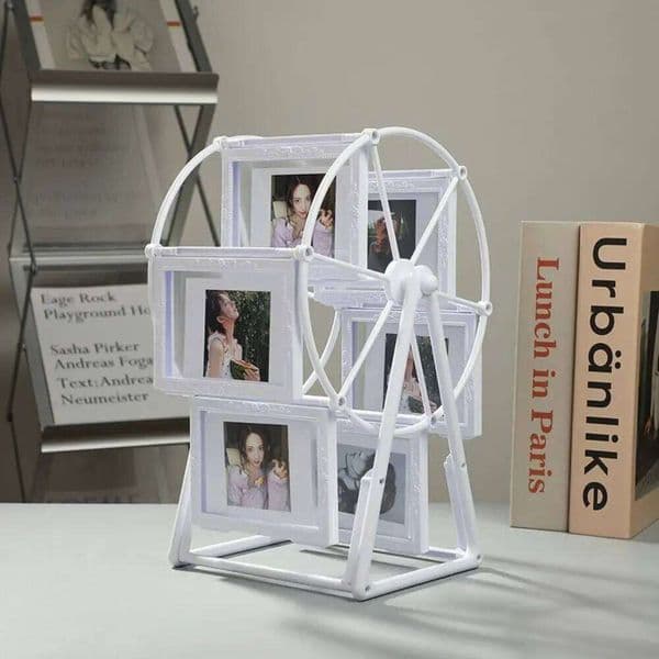 Vintage Rotating Picture 5inch 12 Photos Rectangular Ferris Wheel Display Frame Classic DIY Photo Organizer H260310