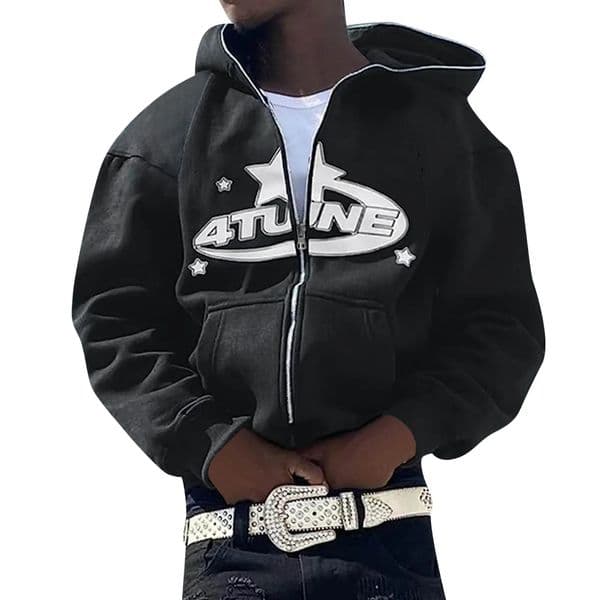 Zip Up Hoodies Cardigan Hooded Warmth Sweatshirt Aesthetics Letter Print Trend Casual Hip Hop Y2k Sweatshirts Mens Clothing 260309