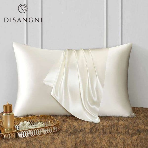 DISANGNI 22 Momme Natural Mulberry Silk Pillowcase for Hair and Skin - Double-Sided Pure Silk, Invisible Zipper Design, 1PC 26H0310