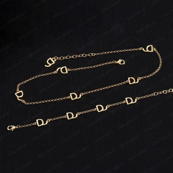 Vintage Gold Necklace Bracelet Classic fashion monogram Necklace bracelet Designer jewelry perfect for sisterhood party gifts
