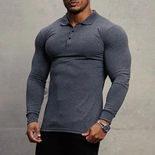Fashion Autumn Sports Polo Shirt Mens Stretch Cotton Gym Clothing Spring Casual Long Sleeve Polos Male Breathable T 260310