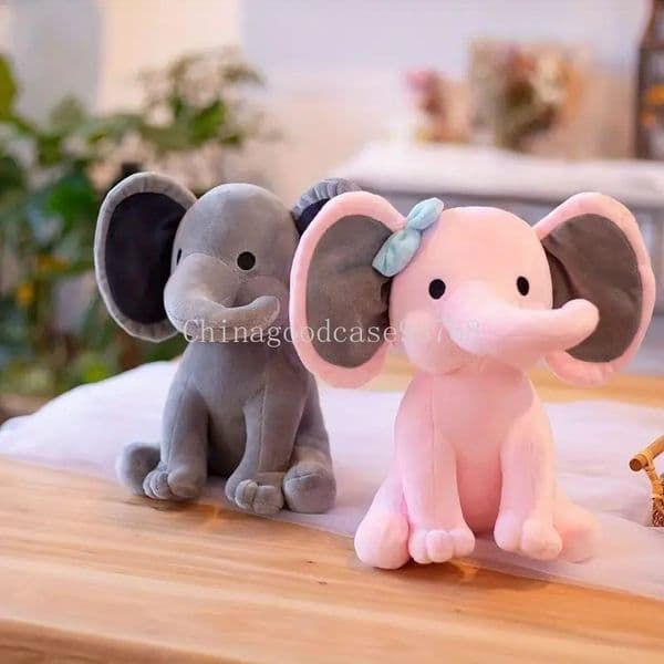 25cm Gray Elephant Stuffed Plush Toys Kawaii Animals Soft Sleeping Stuffed Pillow Doll Plushie for Baby Room Decorative Gifts