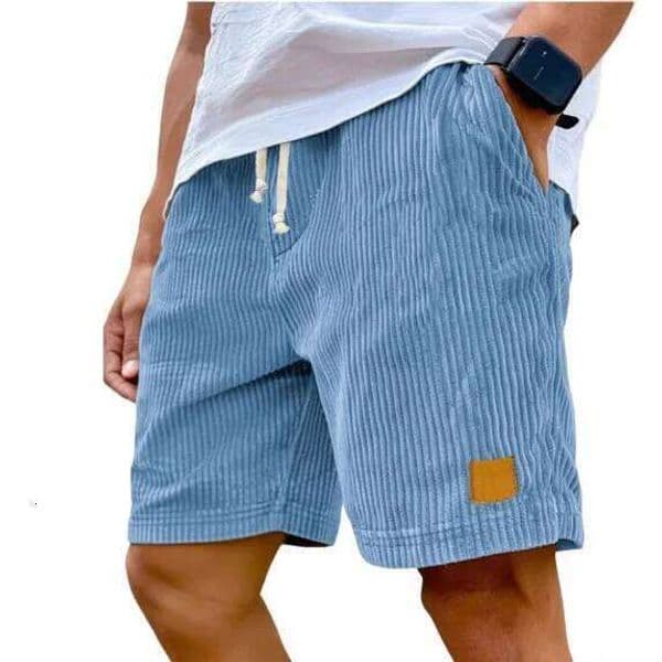 2025 New Summer Fashion for Men - Vintage Embroidered Logo Corduroy Stylish Drawstring Casual Sports Versatile Shorts L260310
