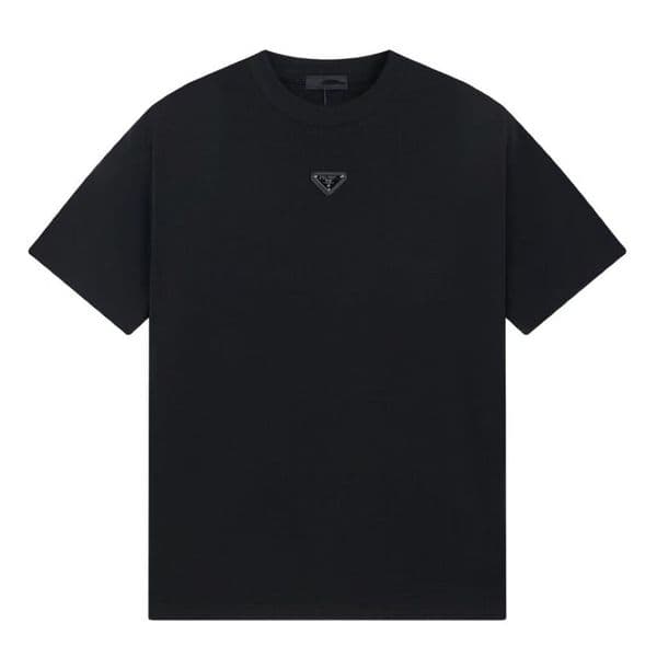 2026 new trendy brand casual short-sleeved T-shirts for summer, fashionable for both men and women. Round-necked pure cotton T-shirts with metal triangle logos.