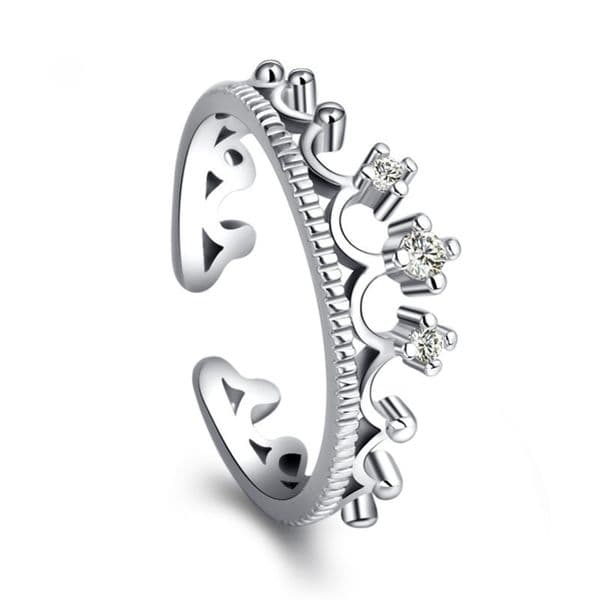 Crystal Crown Rings Diamond Butterfly Leaf Wing Charm Sterling Silver Open Adjustable Engagement Wedding Promise Rings for Women Fashion Jewelry Will and Sandy