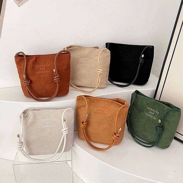 Large Capacity Women's Suede Handbag with Letter Pattern Magnetic Buckle Velvet PU Underarm Bag Retro Korean Style XJ260310
