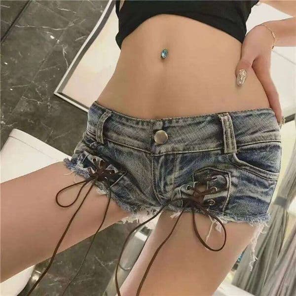 2025 Autumn New Y2k Slim Low-waisted Lace-up Ultra Denim Shorts Women's Hot Pants L260310
