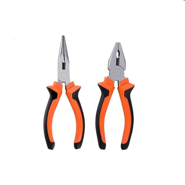Pliers Set High Carbon Steel Long Nose & Combination Pliers with Insulated Non-Slip TPR Handle for Home Repair Multi Functional Household Tools