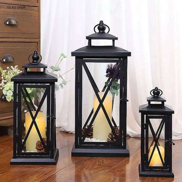 Windproof Lantern Glass Candle Holders Metal Large Black Wedding Modern Design Moroccan Candlestick Decoracion Hogar Home Decor S26