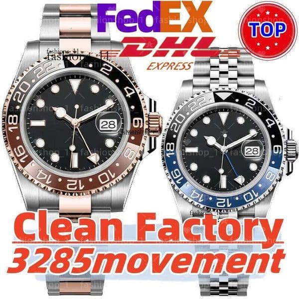 Clean Factory Gmt Men Mens Designer Watch Super Clone 3186/3285 Movement Automatic Mechanical Watches for Men 72 Hour Power Reserve Waterproof Luxe Watch 9
