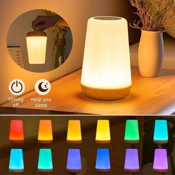 13 RGB Color Changing Portable Bedside Lamp Dimmable Remote Control USB Rechargeable Touch Night Light for Living Room Bedroom G 26W0310