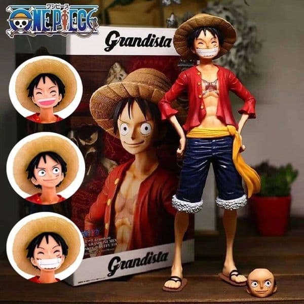 Hot 28cm One Piece Anime Figure Confident Smiley Luffy Three Form Face Changing Doll Action Figurine Model Toys Kits C260309