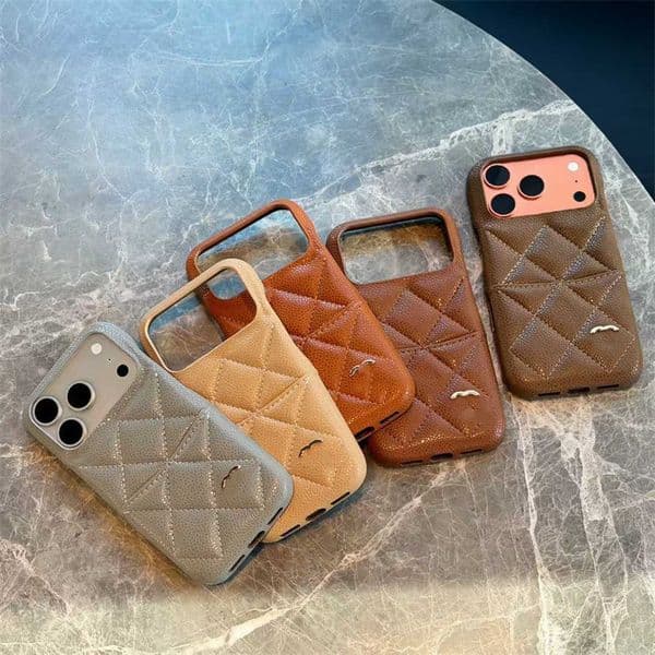 Designer CC Phone Cases for 17 Pro Max Card Holders Apple iPhone 16 pro max 15promax 16pro 14promax 14 13 Case Leather Caviar Quilted Mobile Cover