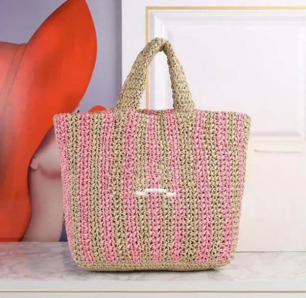 10A New style European and American fashion simple raffia woven bag, hand-woven tote bag, hand-held large bag, mom shopping bag