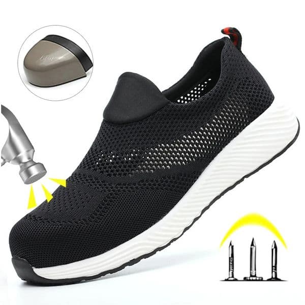 Breathable Safety Shoes Man Steel Toe Anti-Puncture Reinforced Sole Mens Work Shoes Lightweight Slip Resistant Safety Sneaker 260228
