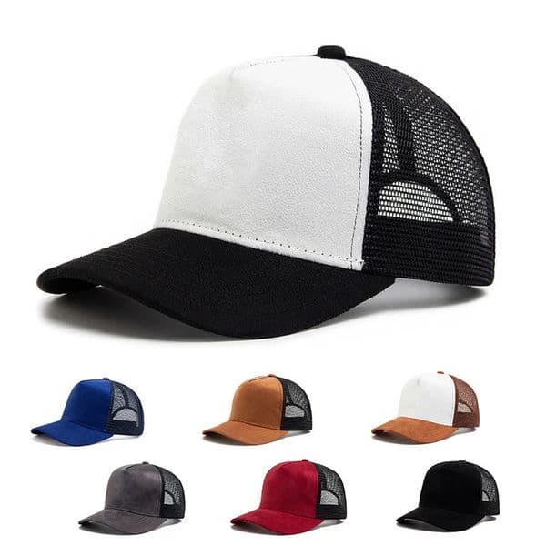 Unisex 5 panel Mesh Suede Trucker Hat Men Baseball Cap Spring Summer Breathable Sports Hats 260304