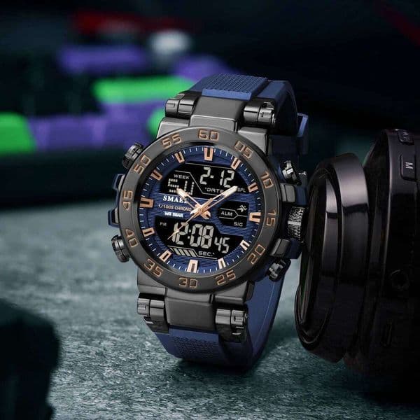 SMAEL New 8139 alloy case TPU strap,Stopwatch alarm multi-functional waterproof and shock-resistant, men's watch