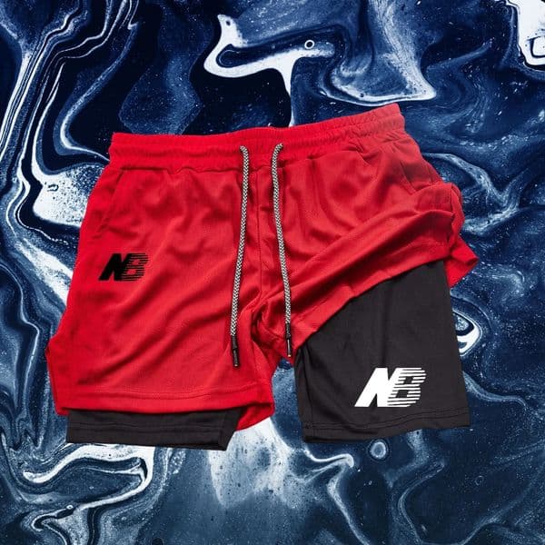 Mens Fashion Sports Shorts Four Seasons Running Sportswear Tight Double Layer 2in1 260310