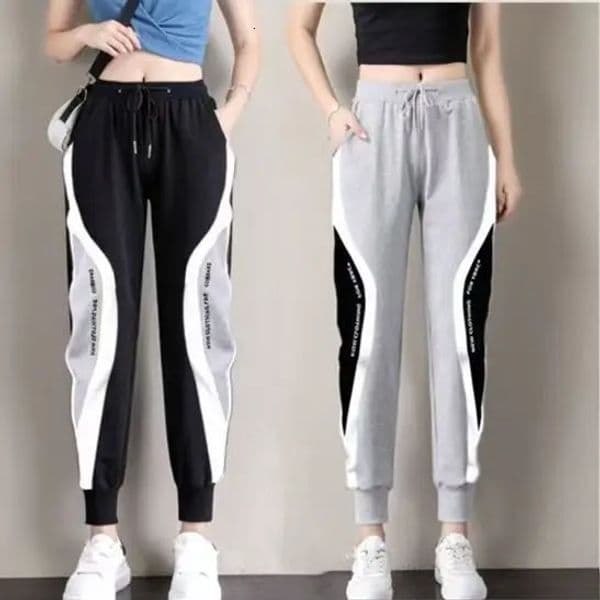 2026 Spring and Autumn Splicing Embroidered Sports Pants Women Fashion Trend Loose Large Size Haren Small Foot Guard Pants 260304