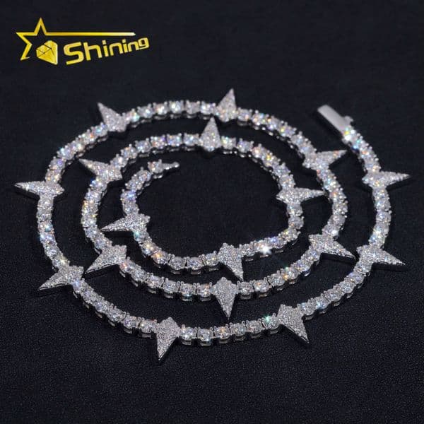 Custom Necklace Silver 925 New Design Iced Out Vvs Moissanite Hip Hop Lab Diamond Tennis Chain