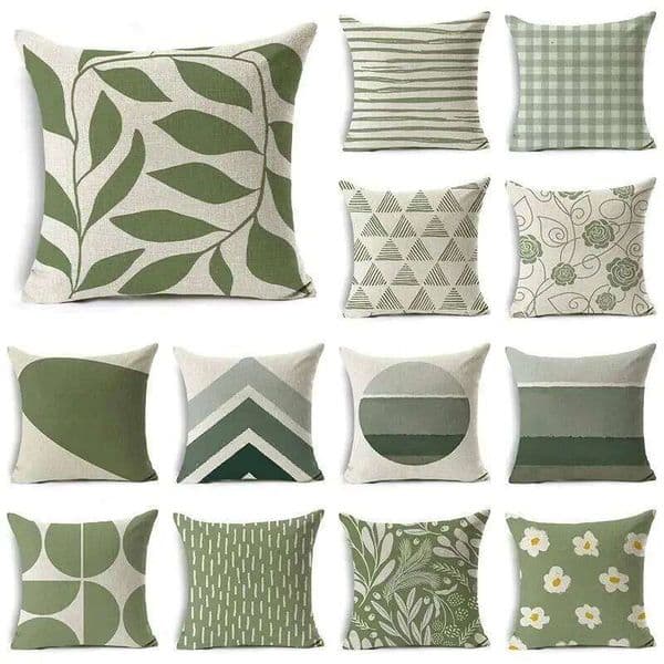 Pillow Case Green Pattern Cushion Floral for Car Sofa Decorative Cover Home Pillow 26Y0311