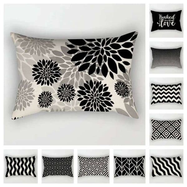 Geometric Black Living Room Sofa Cushion Cover Pillowcase Waist Home Decoration 26Y0311