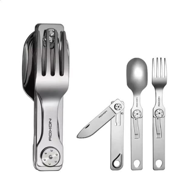 3-in-1 Knife and Fork Spoon Outdoor Tableware Set Stainless Steel Camping Field Portable Exquisite Multifunctional Equipment 260306