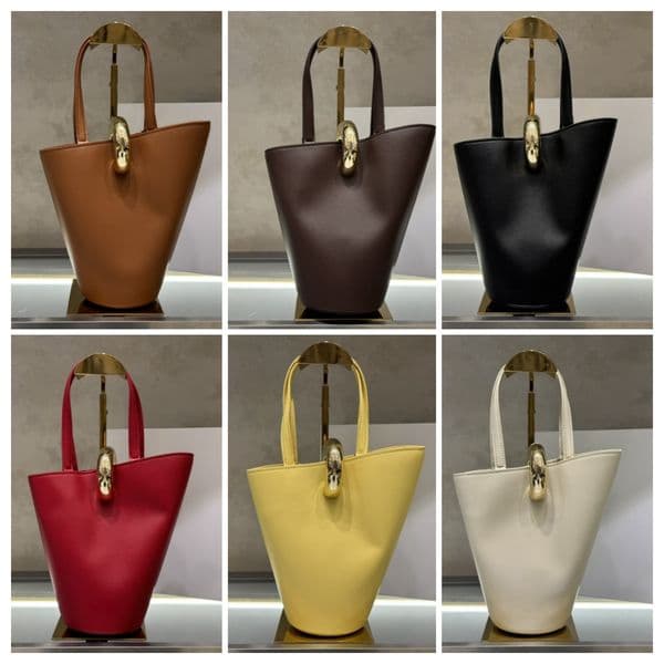 Le petit panier soli designer's large metal buckle leather asymmetrical minimalist fashion luxurious women's shoulder bag handbag yellow orange black red