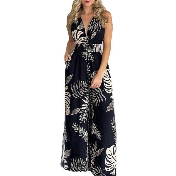 Amazon's new European and American women's clothing: dress, wish digital print colorful jumpsuit for women