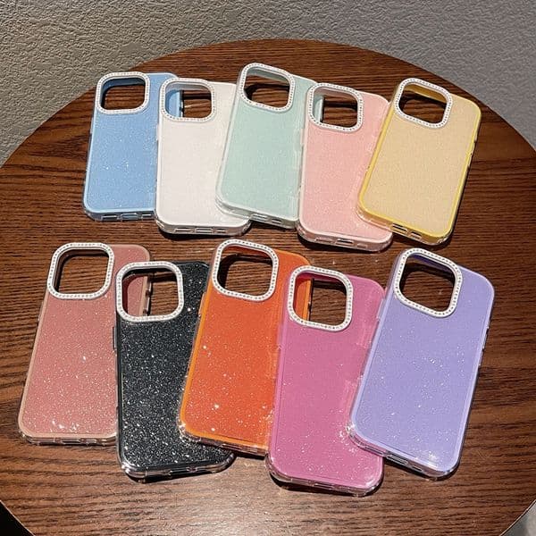 Luxury Sparkle Rhinestone Case For Iphone 17 Air 16 Pro Max 15 Plus 14 13 12 11 2in1 Bling Glitter Diamond Shinny Hard PC Soft TPU Mobile Phone Cover Shell